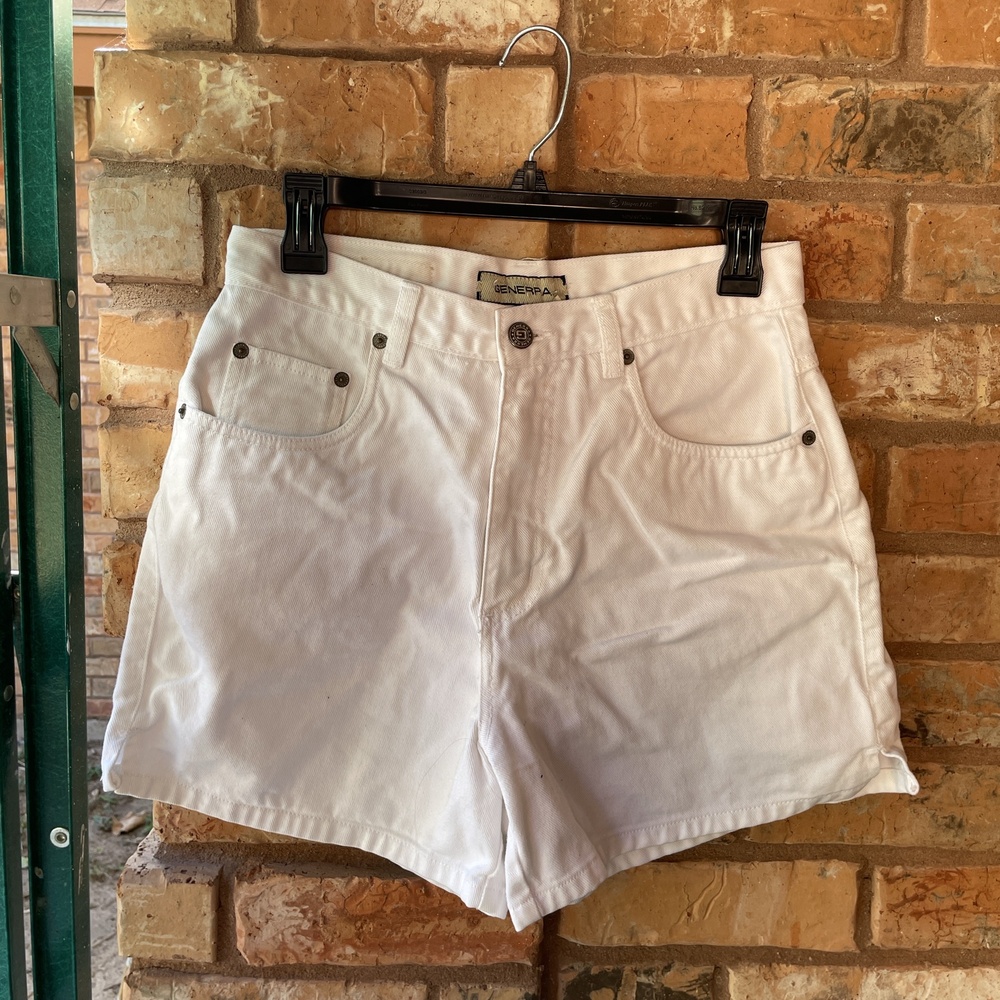 Generra Women's High-Rise Denim Shorts Size 6 White 1990s